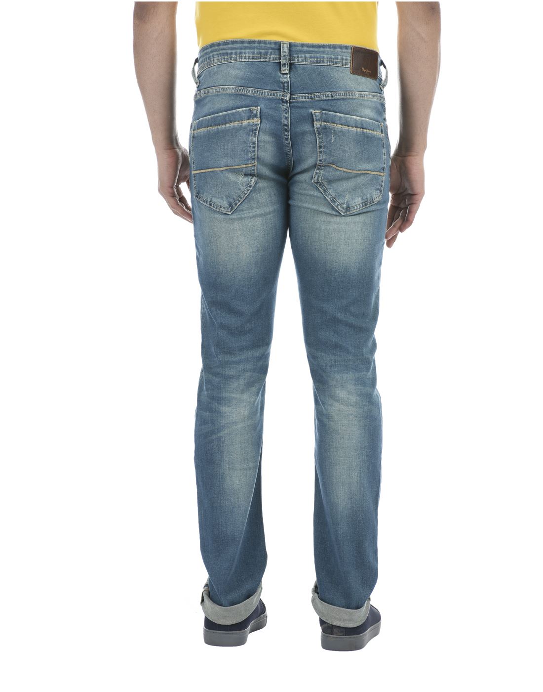 Pepe Jeans Men Casual Wear Sky Blue Solid Jeans